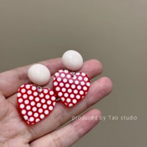 Red love wave point silver needle