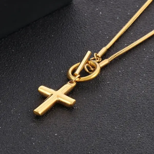 304 Stainless Steel Cross PVD Coated 18K Gold Plated Elegant Waterproof Non Tarnish Plating Necklace