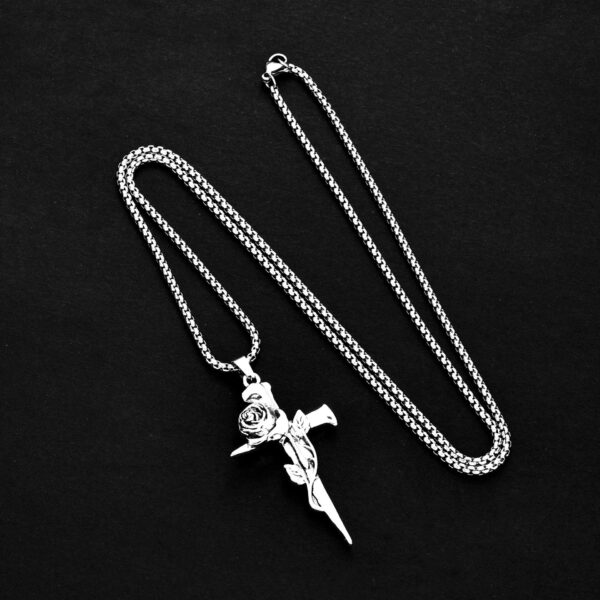 Wholesale Vintage Rose Cross personality hipster jewelry men's and women's long necklace Hip Hop couple alloy pendant sweater chain