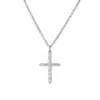 Wholesale Simple Cross Pendant Preserving Electroplated Copper Micro-inlaid Zircon Necklace