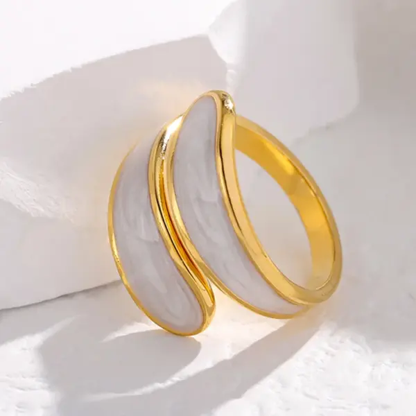 PVD Coated Real Gold Plated Color Block Stainless Steel Fashion Waterproof Non Tarnish Open Ring
