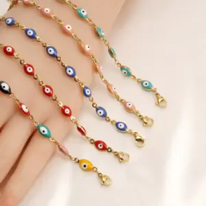 Wholesale Real Gold Plated Devil'S Eye 304 Stainless Steel Ethnic Style Waterproof Non Tarnish Bracelets