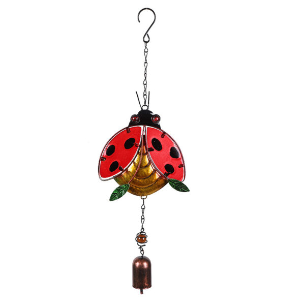 Wholesale Cross-border new metal wind chimes bees beetle glass painted crafts iron painted paint hanging ornaments in stock