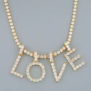 Copper Tennis Chain Inlaid Zircon Letter Necklace