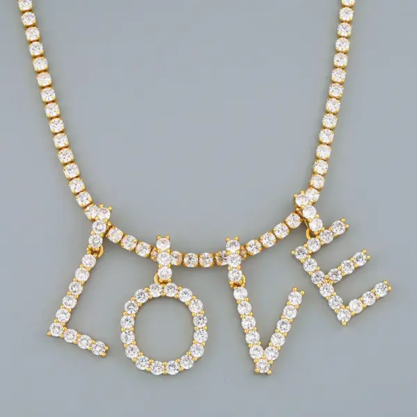 Copper Tennis Chain Inlaid Zircon Letter Necklace