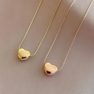 Wholesale Simple Style Heart Shape Titanium Steel Plating Pendant Necklace