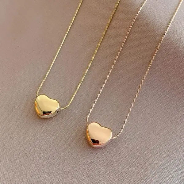 Wholesale Simple Style Heart Shape Titanium Steel Plating Pendant Necklace