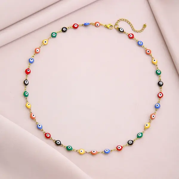 Fashion Devil's Eye Stainless Steel Enamel Necklace