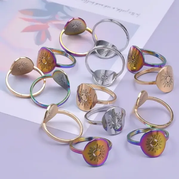 Wholesale PVD Coated Real Gold Plated 18K Gold Solid Color 304 Stainless Steel Classic Style Commute Waterproof Non Tarnish Rings