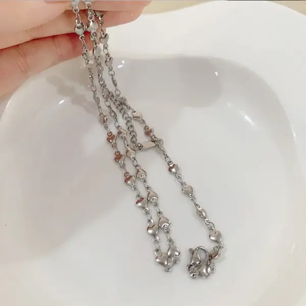 Wholesale Simple Style Solid Color Twist Freshwater Pearl Titanium Steel Necklace 1 Piece