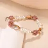 Wholesale Simple Style Flower Zircon Arylic Beaded Bracelets Wholesale