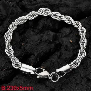 Steel Color (Width 5mm) / Bracelet 9 Inches (Length 23cm)