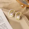 Wholesale Unisex Fashion Geometric Alloy Artificial Gemstones Earrings Pearl Plating Metal Hoop Earrings
