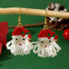 Wholesale Braided Santa Claus Head Earrings with White High-end Tassels