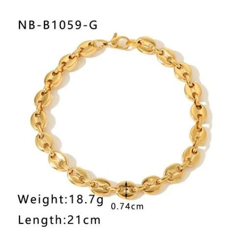 Wholesale 304 Stainless Steel Geometric Electroplating 18K Gold Plated Golden Plated Vintage Style Simple Style Plating Gold Silver Bracelets