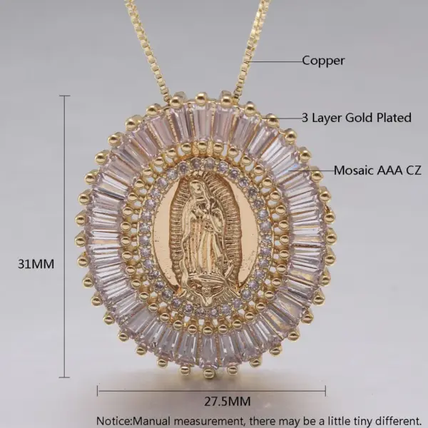 Wholesale Copper Rose Gold Plated Gold Plated Retro Commute Plating Inlay Portrait Zircon Pendant Necklace