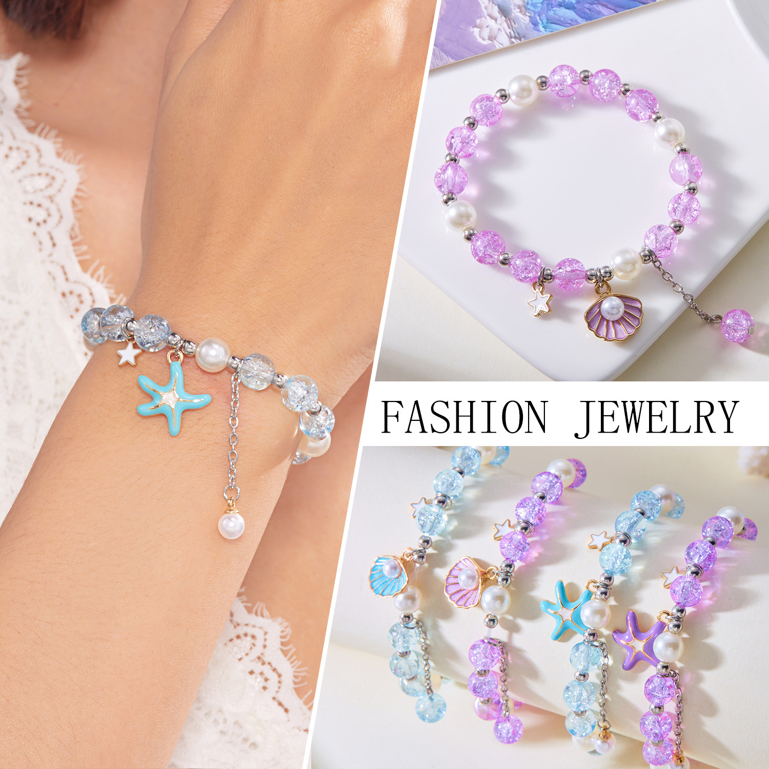 Wholesale Hot New Oil opping Shell pcorn Beads Pearl Beaded Bell Woven Rope Bracelet Fashion Niche Fairy Bracelet