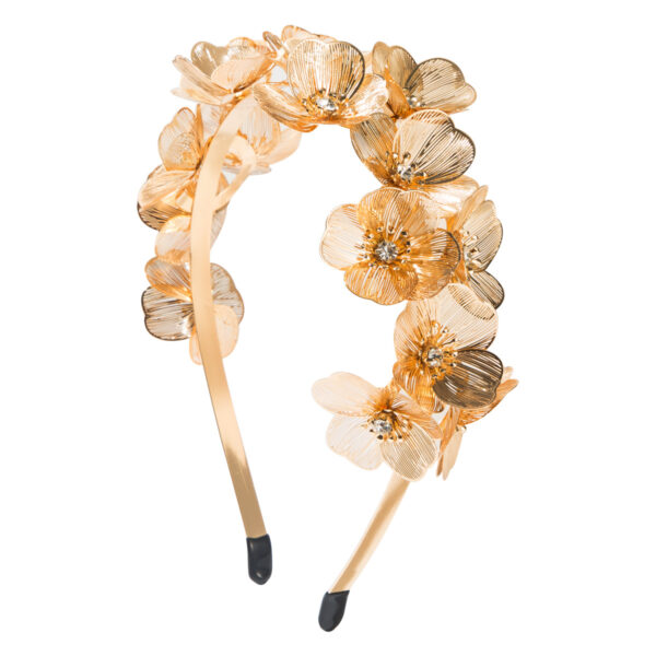 Wholesale Cross-Border New Heavy-Duty Floral Headband Metallic Ginkgo Leaf Diamond Flower Personalized Prom Party Hair Accessories Hairpin