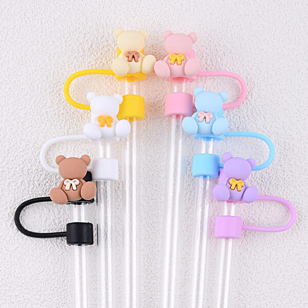 Wholesale 10mm reusable bear straw stopper Stanley cup dust cap accessories fun straw cover