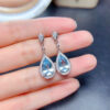 Wholesale Cao Shi's Online Celebrity Live Selling Temperament Color Treasure Water ops Aquamarine Zircon Long Earrings Mother's Day Gift