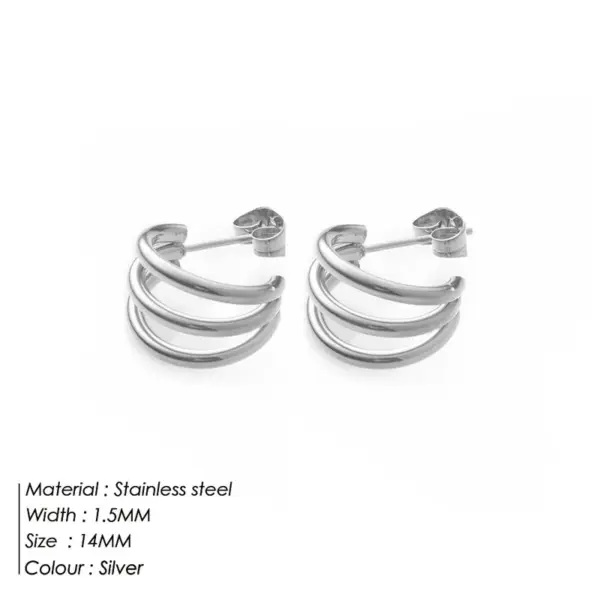 oly-ce71914cb68f1ff2af38ba59796182fb Wholesale PVD Coated 14K Gold Real Gold Plated Geometric 304 Stainless Steel Fashion Waterproof Non Tarnish Earrings