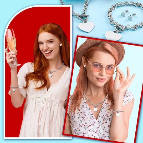 Wholesale Heart-shaped bracelet, earrings, necklace, stainless steel, titanium steel jewelry set