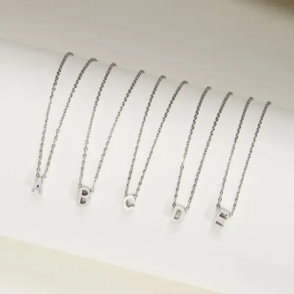 201 Stainless Steel Letter Ion Plating (IP) KC Golden Plated Casual Simple Style Waterproof Non Tarnish O-shaped Chain Gold Silver Pendant Necklace