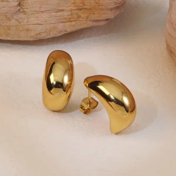 Wholesale Ion Plating (IP) 18K Gold Plated Geometric 304 Stainless Steel Simple Style Waterproof Non Tarnish Ear Studs