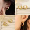Fashion Titanium Steel Geometric Pattern Hoop Earrings For Women, Non-Fading Simple Design Ear Jewelry, Basic Ear Clips