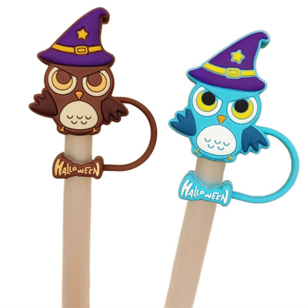 Wholesale New 10mm food grade silicone straw cap cute fun cartoon straw dust plug Halloween straw cap
