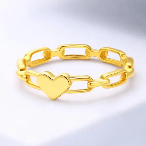 Casual Simple Style Heart Shape Titanium Steel Plating Hollow Out Rings