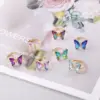 Wholesale Jewelry Fashion Insect Gradient Color Butterfly Copper Glass Adjustable Ring