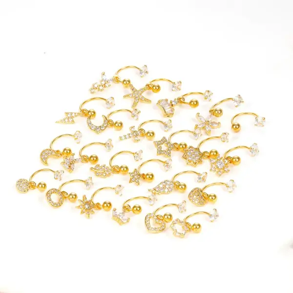 Wholesale 1 Piece Ig Style Simple Style Leaf Heart Shape Crown Plating Inlay Copper Zircon Cartilage Earrings