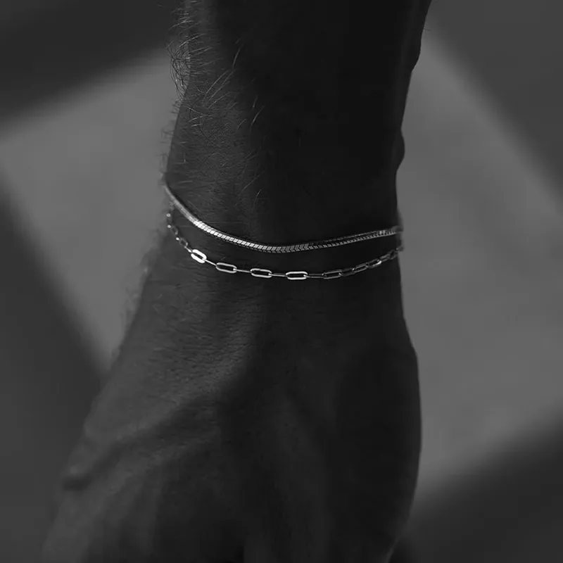 Wholesale 304 Stainless Steel Paper Clip PVD Coated 18K Real Gold Plated Real Gold Plated Simple Style Classic Style Waterproof Non Tarnish Paperclip Chain Chain Bracelet