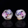 Fashion Flower Diamond Copper Artificial Gemstones Earrings
