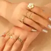 Wholesale Jewelry Casual Streetwear Flower Copper Plating Adjustable Ring Open Rings