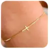 304 Stainless Steel Cross PVD Coated 18K Gold Plated IG Style Fairy Style Casual Box Chain Lobster Trigger Clasp Closure Gold Bracelets