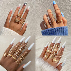 Wholesale Vintage Cross Spiral Gold Open Ring Set