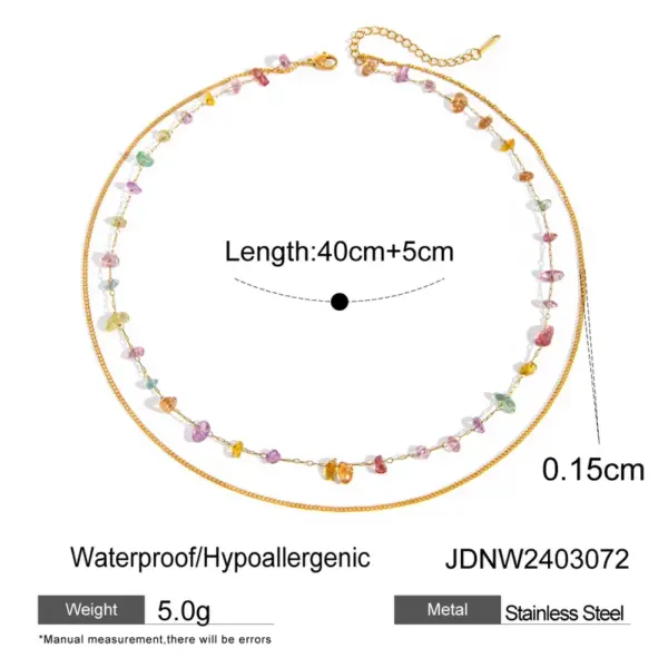 Wholesale PVD Coated Real Gold Plated 18K Geometric 304 Stainless Steel Elegant Streetwear Waterproof Non Tarnish Double Layer Necklaces