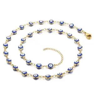 Wholesale Jewelry Fashion Devil'S Eye 304 Stainless Steel 18K Gold Plated Enamel Stainless Steel Jewelry Sets