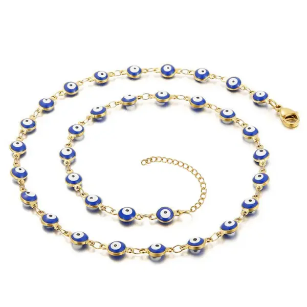Wholesale Jewelry Fashion Devil'S Eye 304 Stainless Steel 18K Gold Plated Enamel Stainless Steel Jewelry Sets