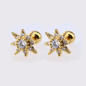 Gold Sun Stud Earrings