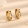 Wholesale PVD Coated Real Gold Plated 18K Gold Round 304 Stainless Steel Simple Style Waterproof Non Tarnish 304 Stainless Steel Earrings