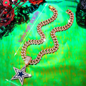 golden blue white / (pendant + chain)