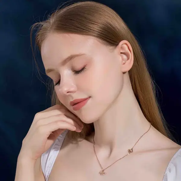 Wholesale Cute Two Butterfly Titanium Steel Necklace