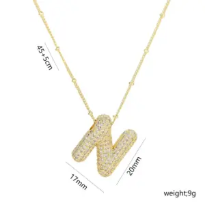 Letter N Necklace-Gold