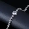 Wholesale Copper Rhodium Plated Simple Style Shiny Inlay Round Water Droplets Heart Shape Zircon Tennis Bracelet