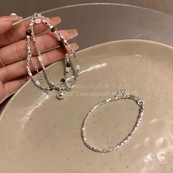 Wholesale A Few Pieces of Broken Silver ~ Cat's Eye Beaded Simple Bracelet for Women, Light Luxury, Niche, Exquisite, High-End Feel, 2025 New Model Jewelry