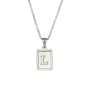 Fritillary Letter Square Pendant Necklace-Ea544901s Steel Color-Letter L