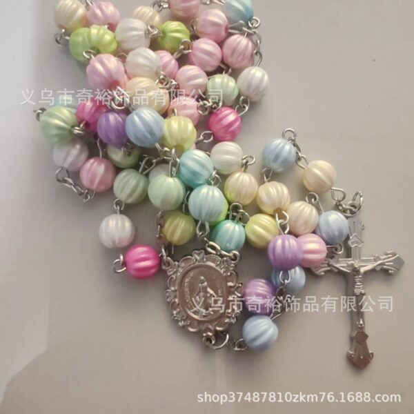 Wholesale Pumpkin Bead Necklace Cross Rosary